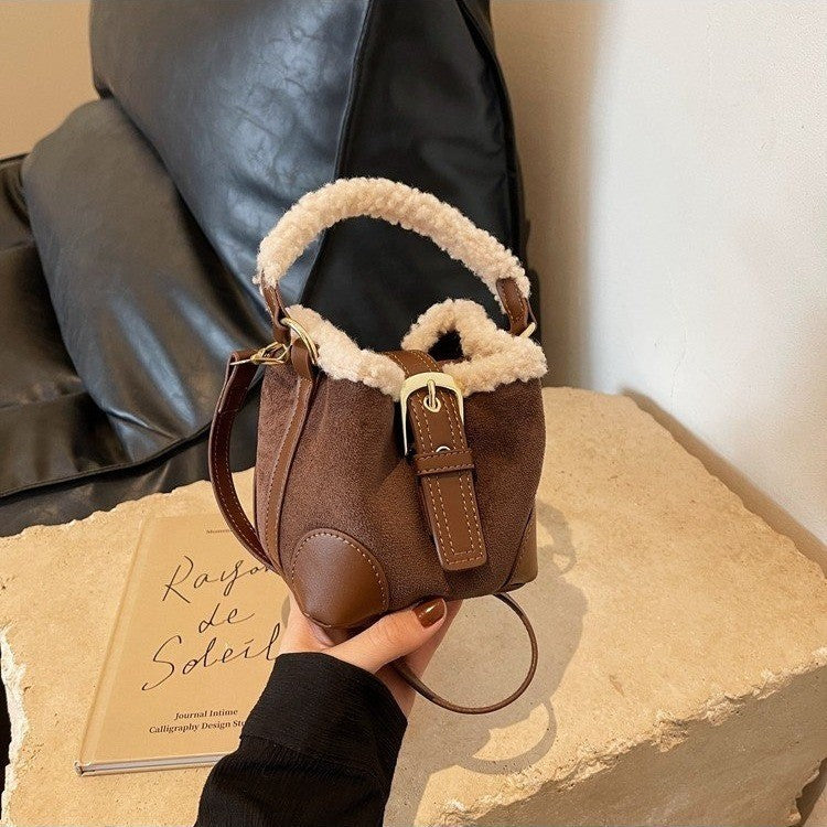Women’s Retro Plush Crossbody Bag Casual Designer Shoulder Purse