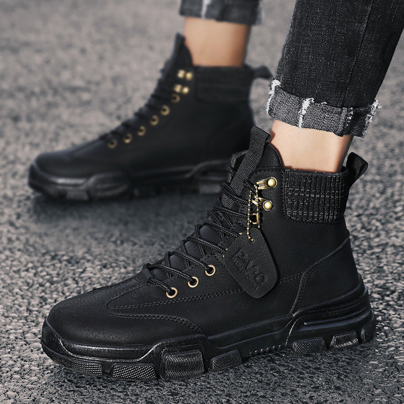 Men’s Mid Top Leather Tooling Boots Casual Martin Style Footwear