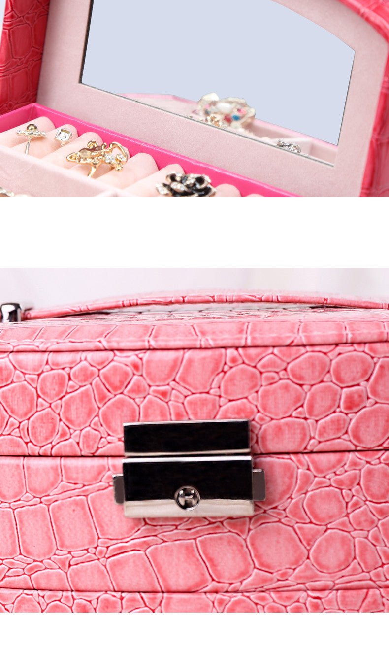 Three Layer Leather Jewelry Organizer Box with Storage Compartments