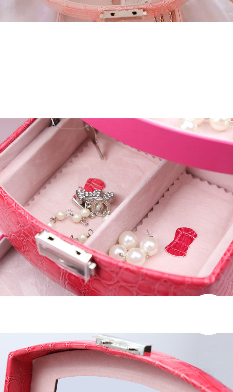 Three Layer Leather Jewelry Organizer Box with Storage Compartments