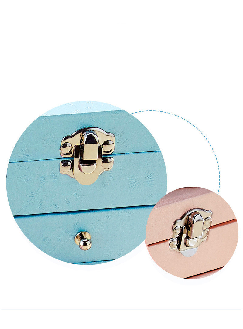 Three Layer Leather Jewelry Organizer Box with Storage Compartments