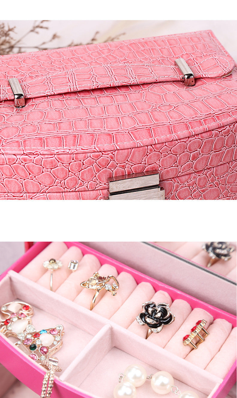 Three Layer Leather Jewelry Organizer Box with Storage Compartments