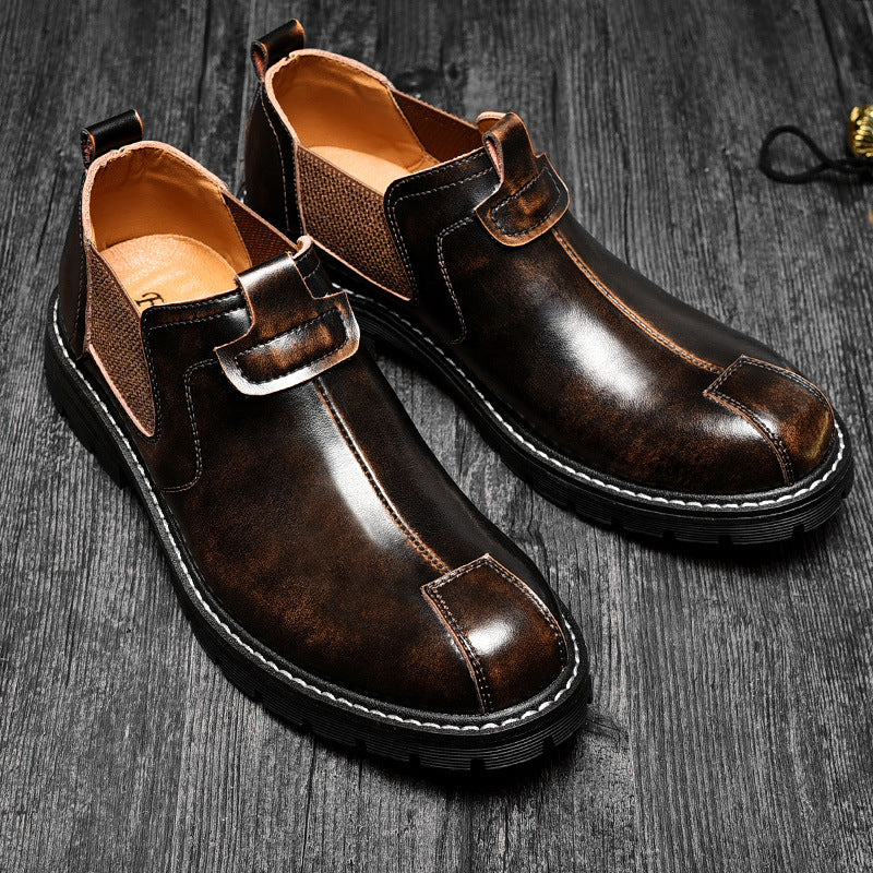 British Style Men’s Martin Boots Rugged Tooling Leather Shoes