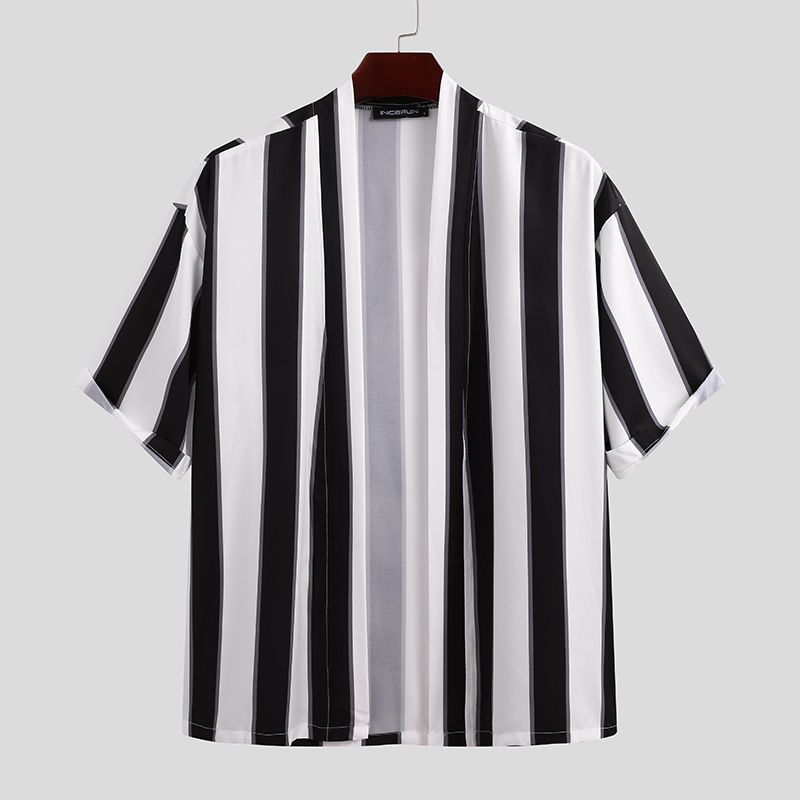 Men’s Summer Striped Short Pajama Suit Lightweight Beach Style