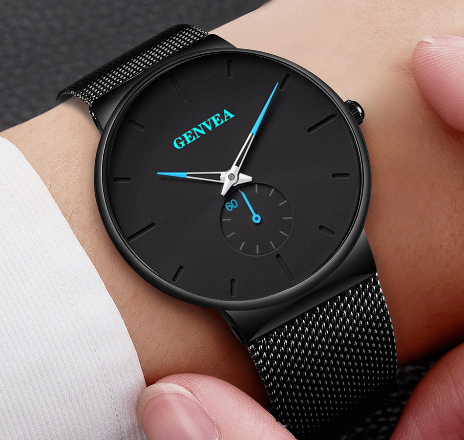 Geneva Style Men’s Quartz Watch Stainless Steel Casual Analog Wristwatch