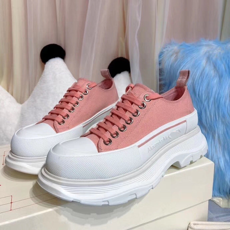 Women’s Spring Low Top Canvas Sneakers Thick Sole Designer Style