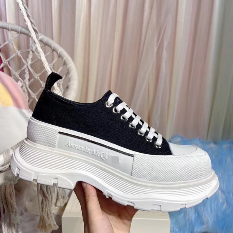 Women’s Spring Low Top Canvas Sneakers Thick Sole Designer Style