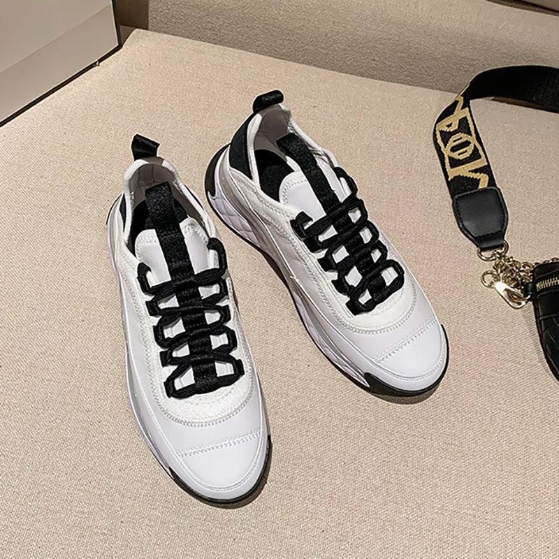 Women’s Luxury Leather Wedge Sneakers Chunky Fashion Style