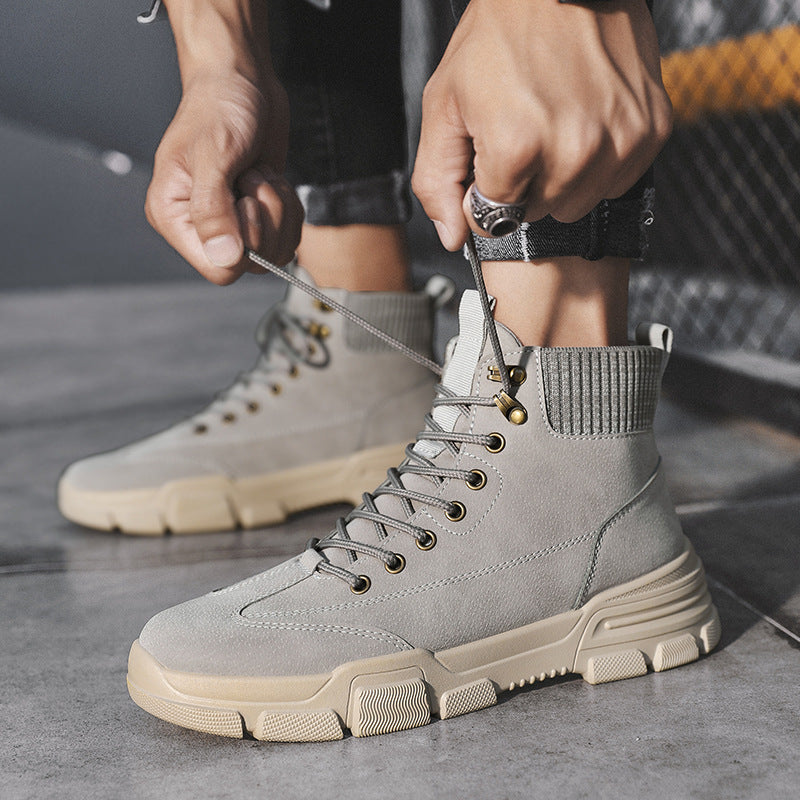Men’s Mid Top Leather Tooling Boots Casual Martin Style Footwear