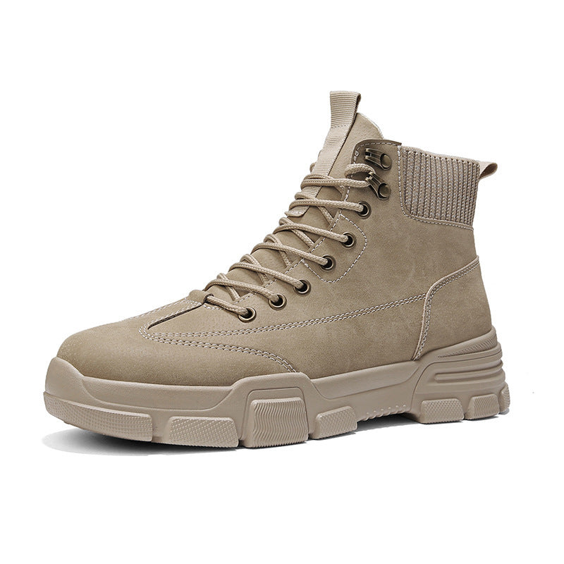 Men’s Mid Top Leather Tooling Boots Casual Martin Style Footwear