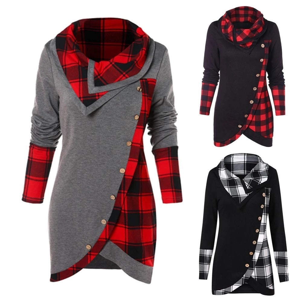 European American Style High Neck Fashion Tops