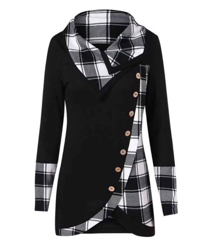 European American Style High Neck Fashion Tops