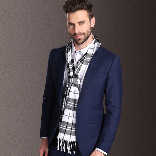 European Style Men’s Winter Tartan Shawl Scarf Warm Classic Design