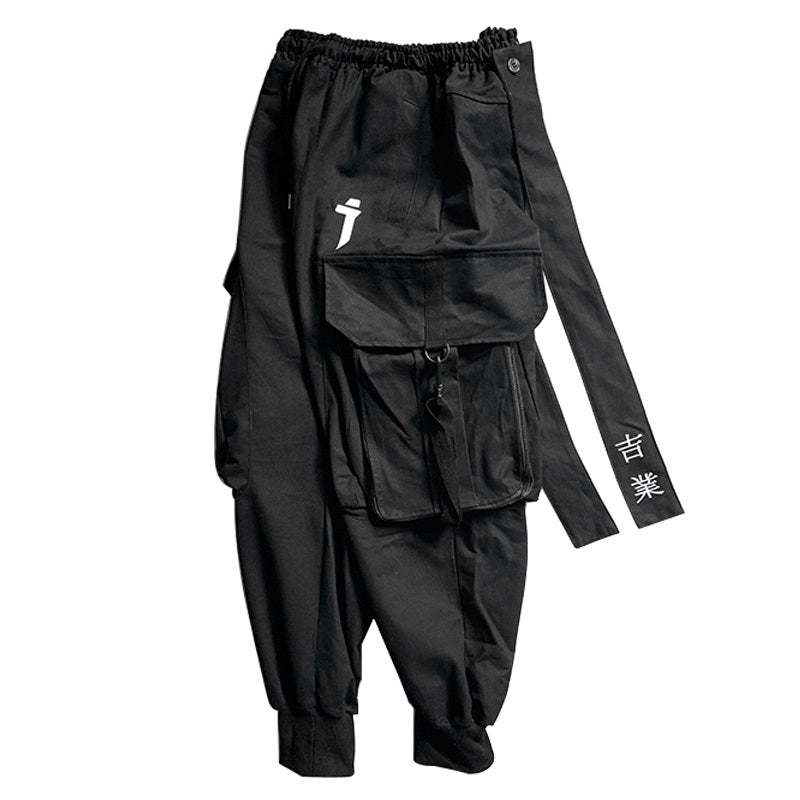 Embroidered Streamer Cargo Pants Fashion Utility Style