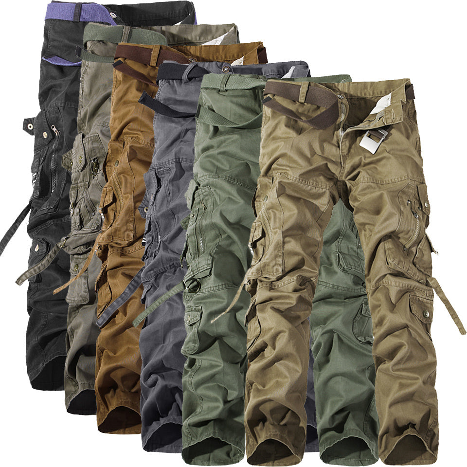 Men’s Washed Multi Pocket Cargo Pants Casual Utility Wear