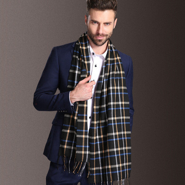 European Style Men’s Winter Tartan Shawl Scarf Warm Classic Design