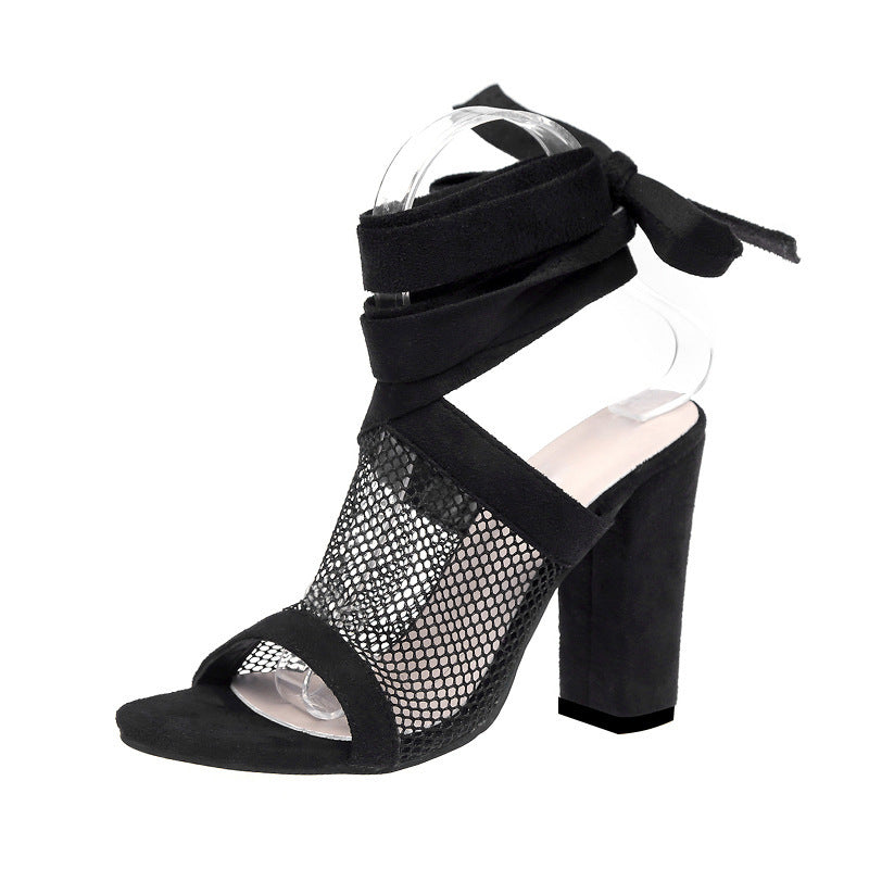 Women’s Cross Strap Lace Up High Heel Sandals Bandage Design