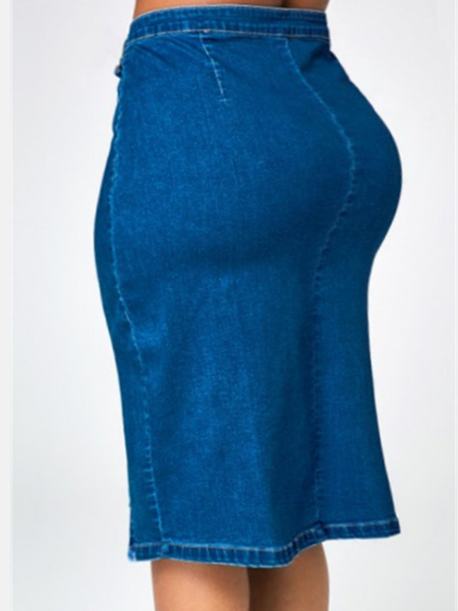 Oversized Denim Skirt Casual Street Fashion Style