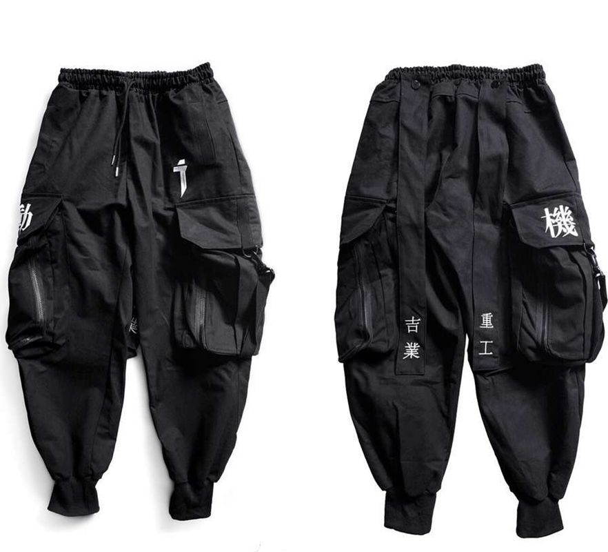 Embroidered Streamer Cargo Pants Fashion Utility Style