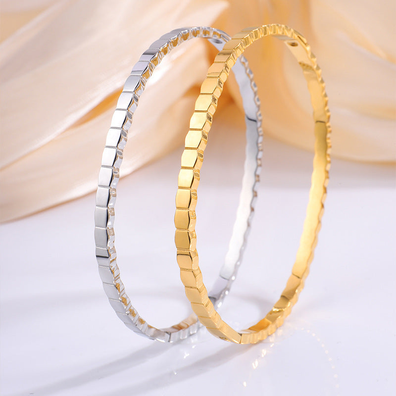 Irregular Honeycomb Titanium Steel Bracelet Minimalist Women’s Jewelry