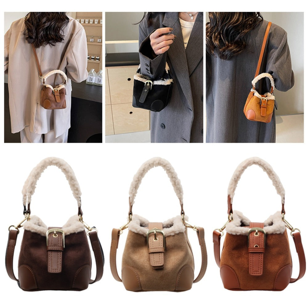 Women’s Retro Plush Crossbody Bag Casual Designer Shoulder Purse