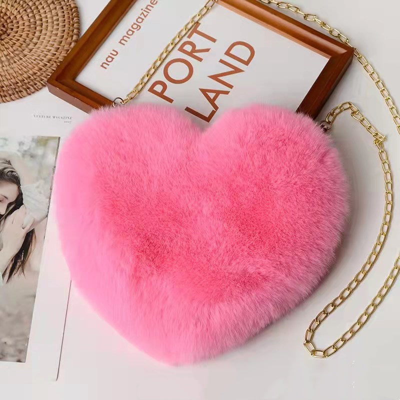 Women’s Plush Chain Shoulder Bag Romantic Party and Gift Style