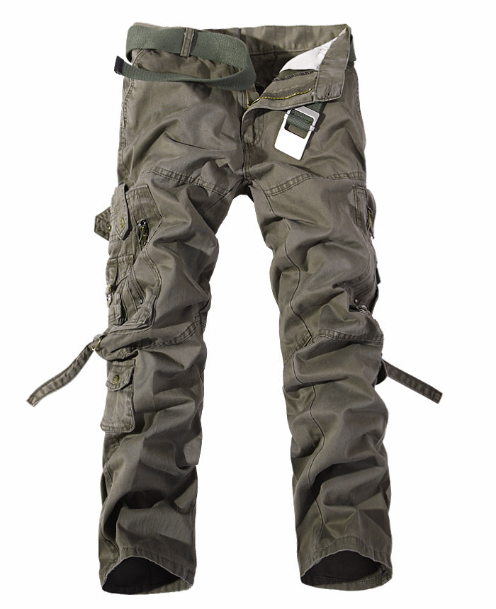 Men’s Washed Multi Pocket Cargo Pants Casual Utility Wear